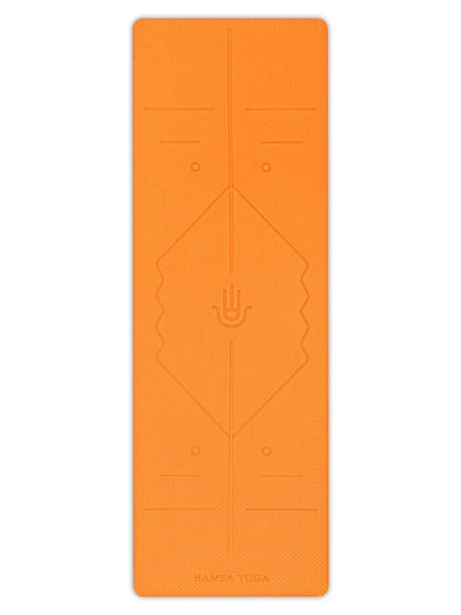 Коврик для йоги и фитнеса Hamsa Yoga TPE 183х61х0.6 см оранжевый - фото 6