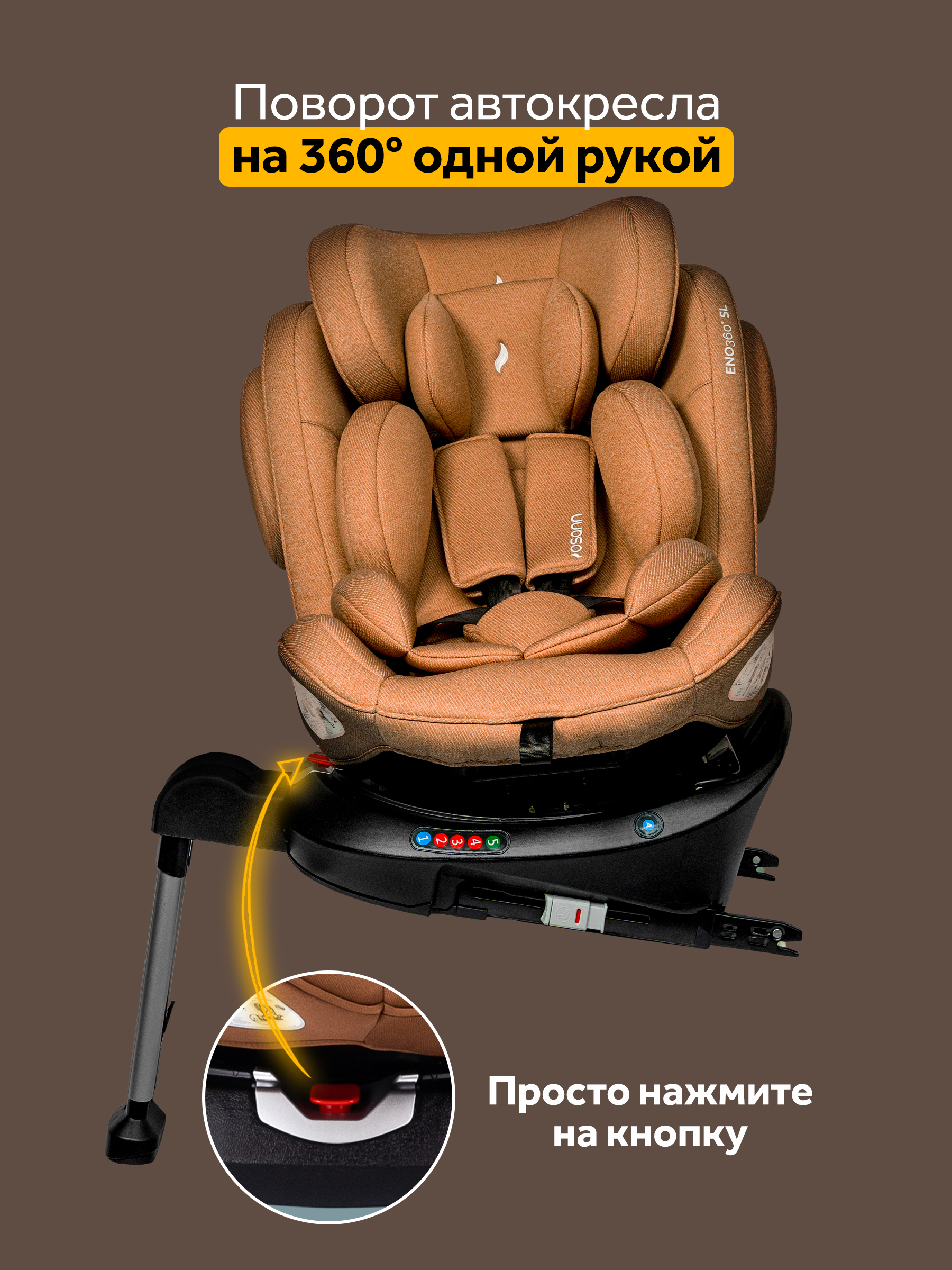 Автокресло Osann Eno 360 SL Caramel Isofix 0+/1/2/3 (0-36 кг) коричневый - фото 3