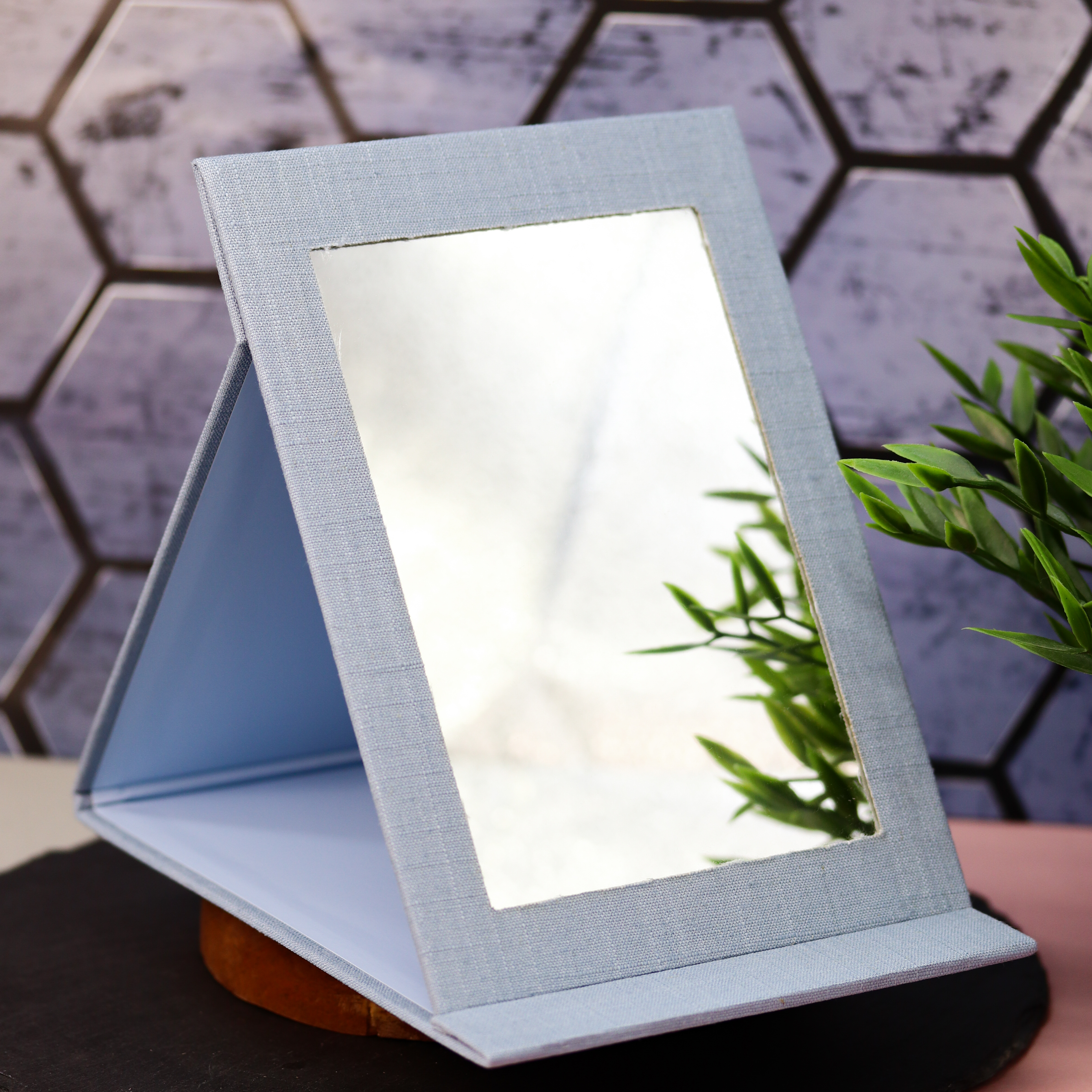 Зеркало настольное для макияжа iLikeGift Hello world blue - фото 3