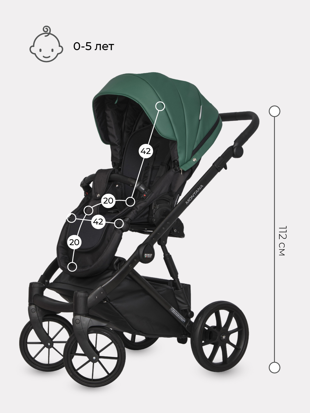 Коляска 3в1 Riko Basic Montana Ecco зеленый - фото 5