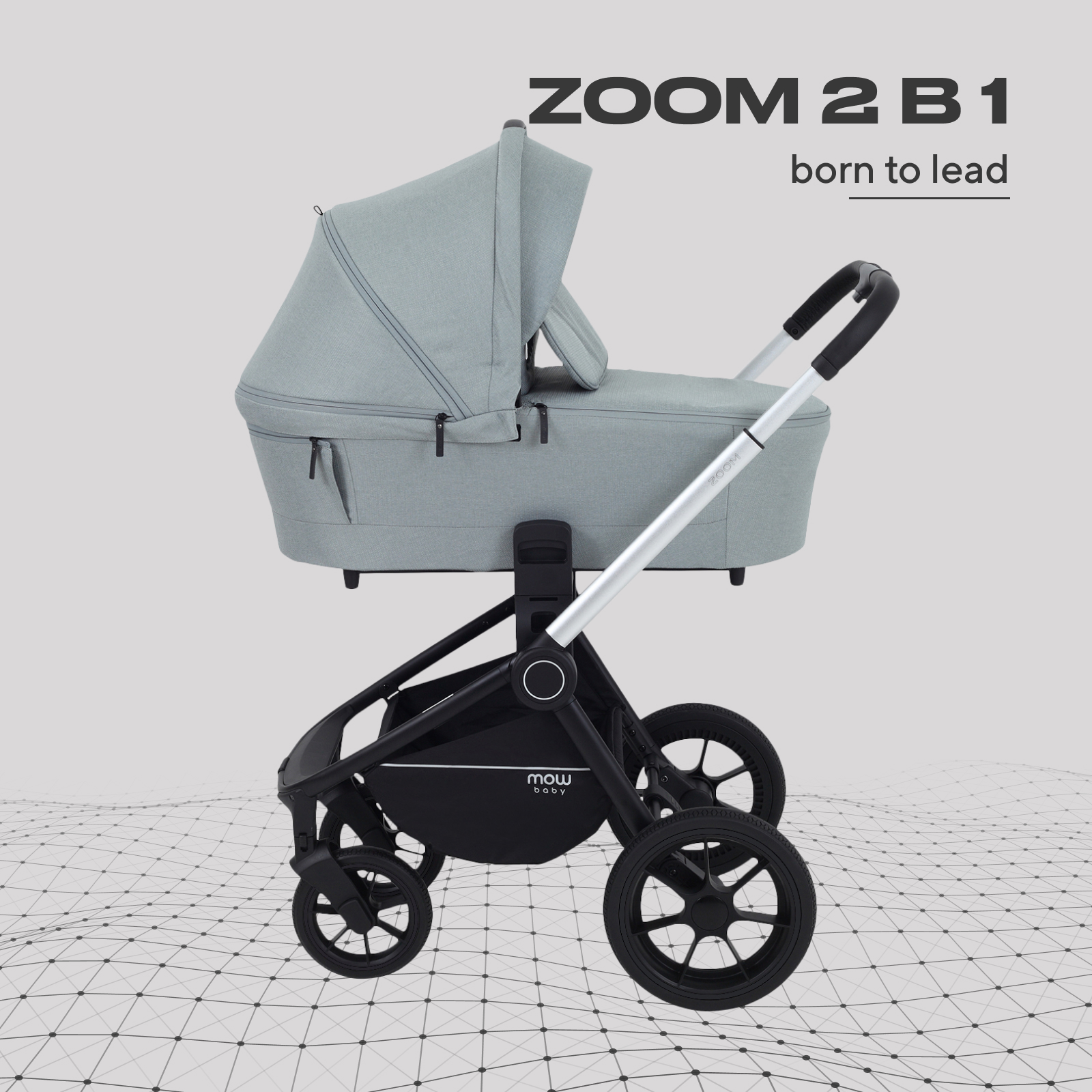 Изображение товара Детская универсальная коляска 2в1 MOWbaby Zoom silver green tea для детей с рождения до 3 лет Изображение товара Детская универсальная коляска 2в1 MOWbaby Zoom silver green tea для детей с рождения до 3 лет