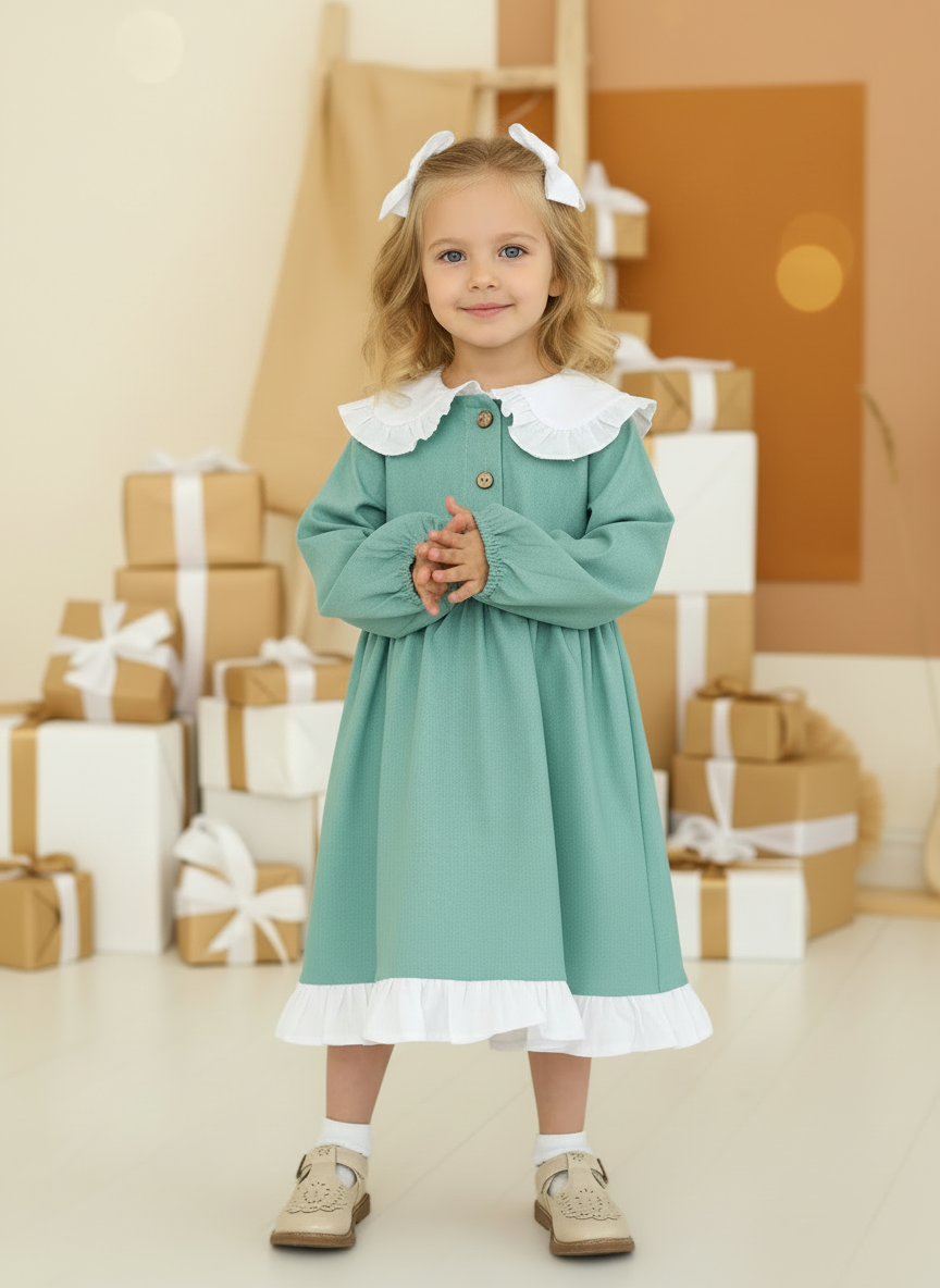 Платье LELUkids LK.CH.81FL/полынь - фото 2