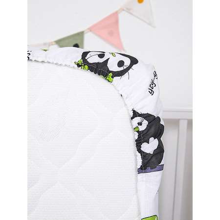 Простынь на резинке в кроватку Baby Nice Совы 60х120 бязь