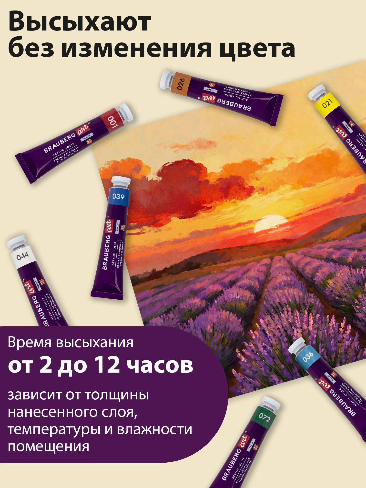 Краски акриловые Brauberg 12 цв. - фото 3