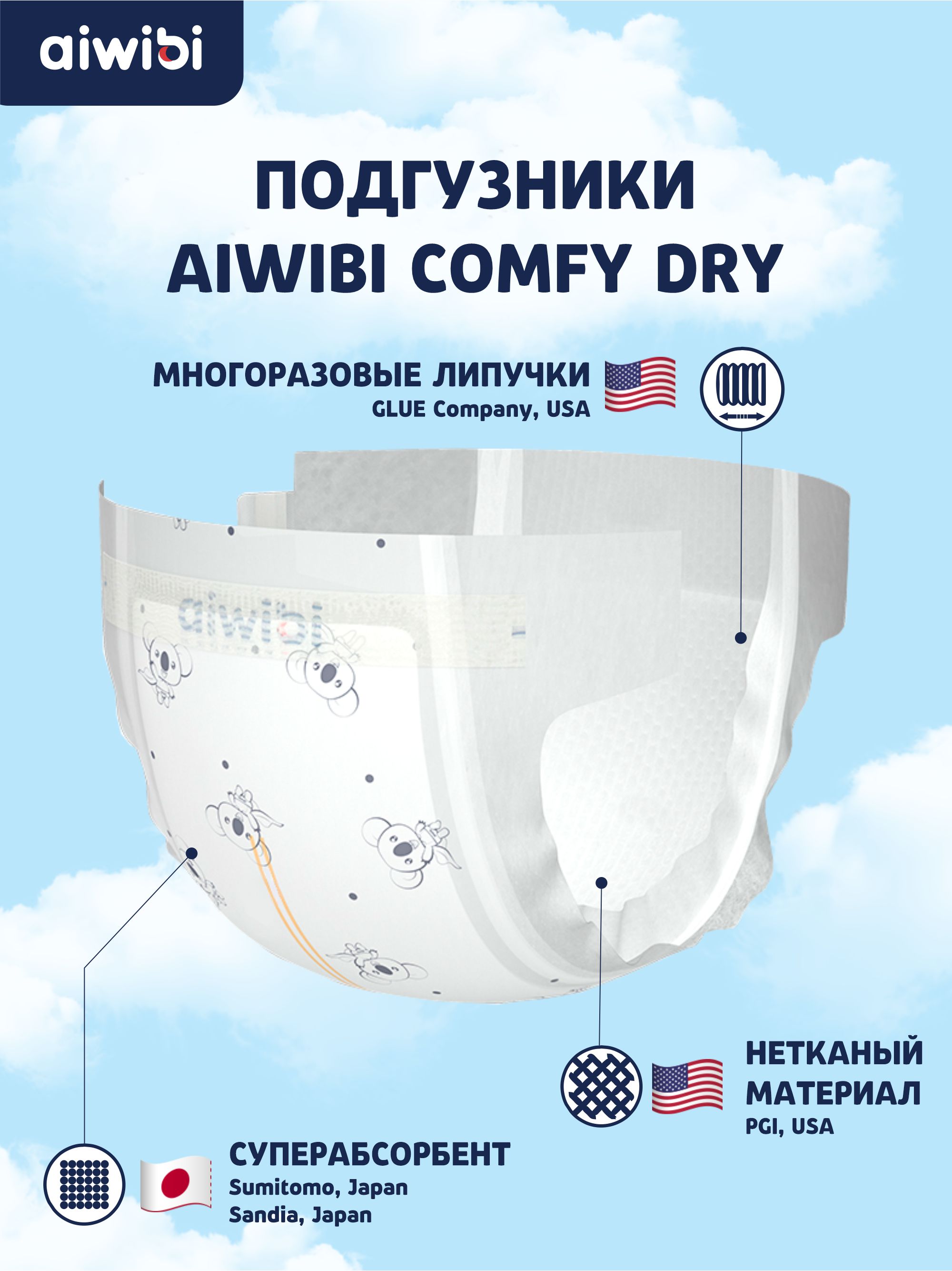 Подгузники AIWIBI Comfy dry S 52 шт. - фото 2