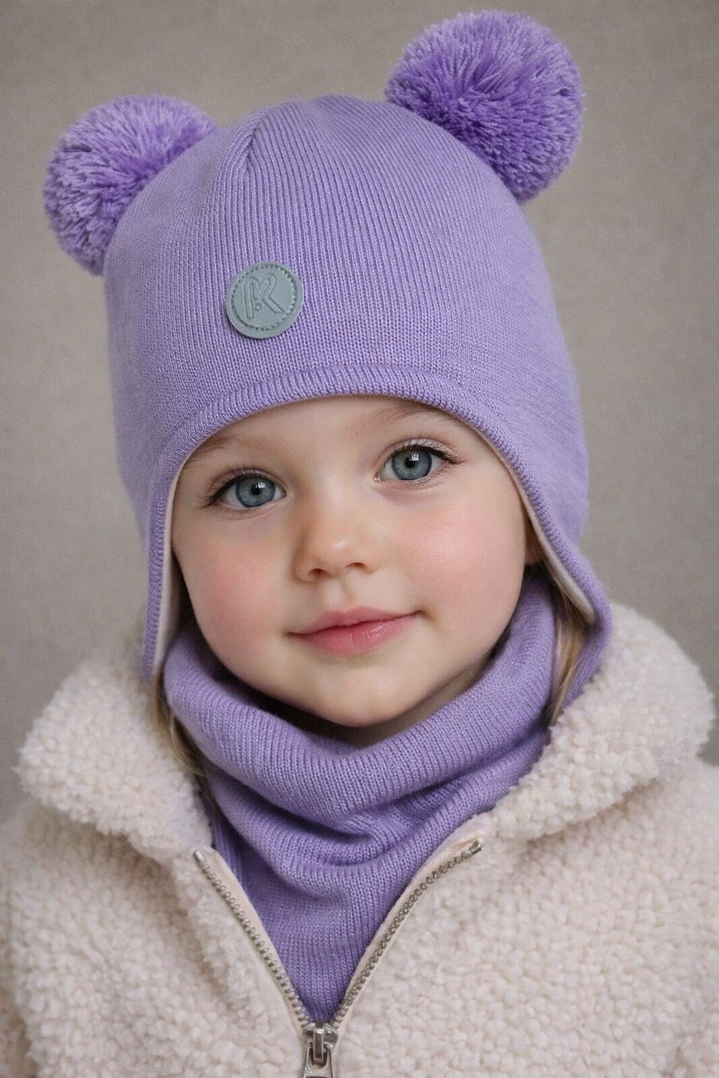 Шапка и снуд ПриКиндер U-Sp22529 Цвет: Сиреневый - фото 1