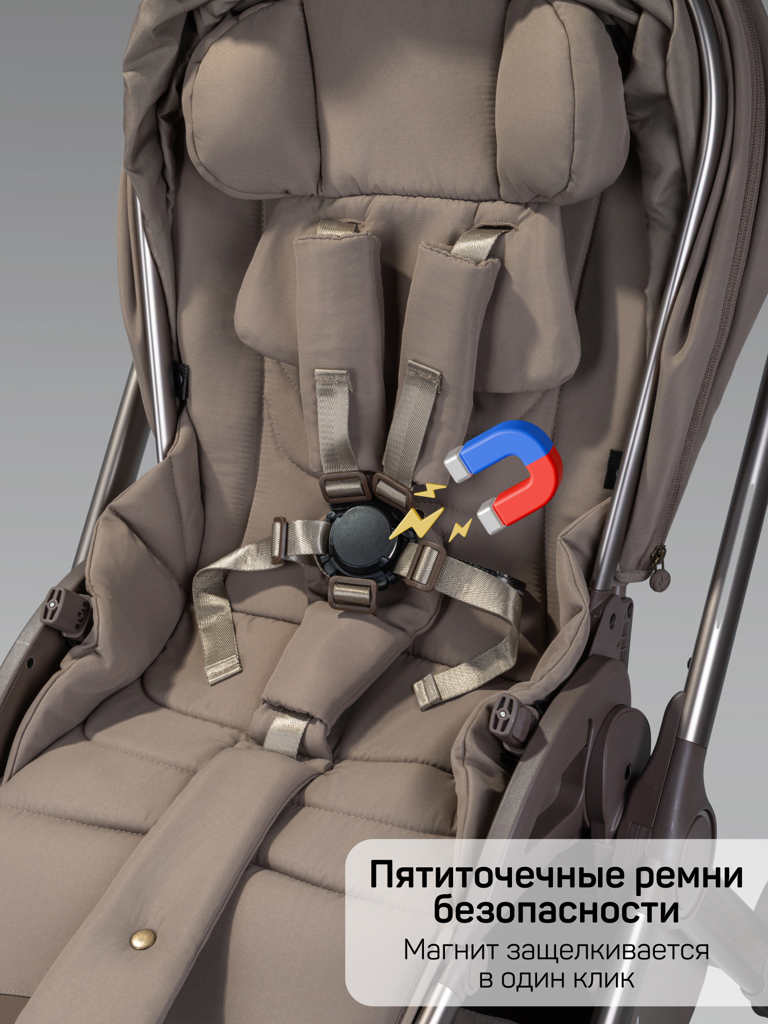 Коляска 2в1 Amarobaby Phenom бежевый - фото 20