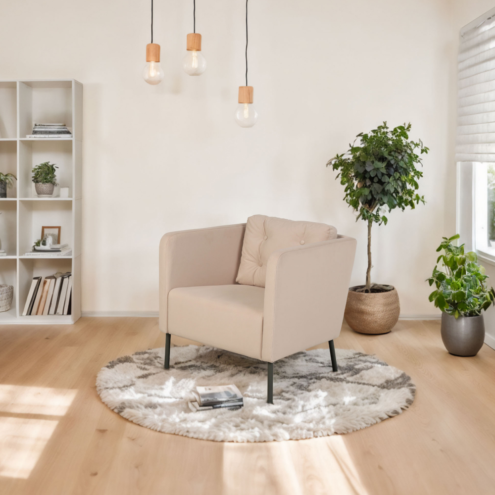 Мягкое кресло IKEA Экера 71х74х71 см светло-бежевый велюр - фото 14