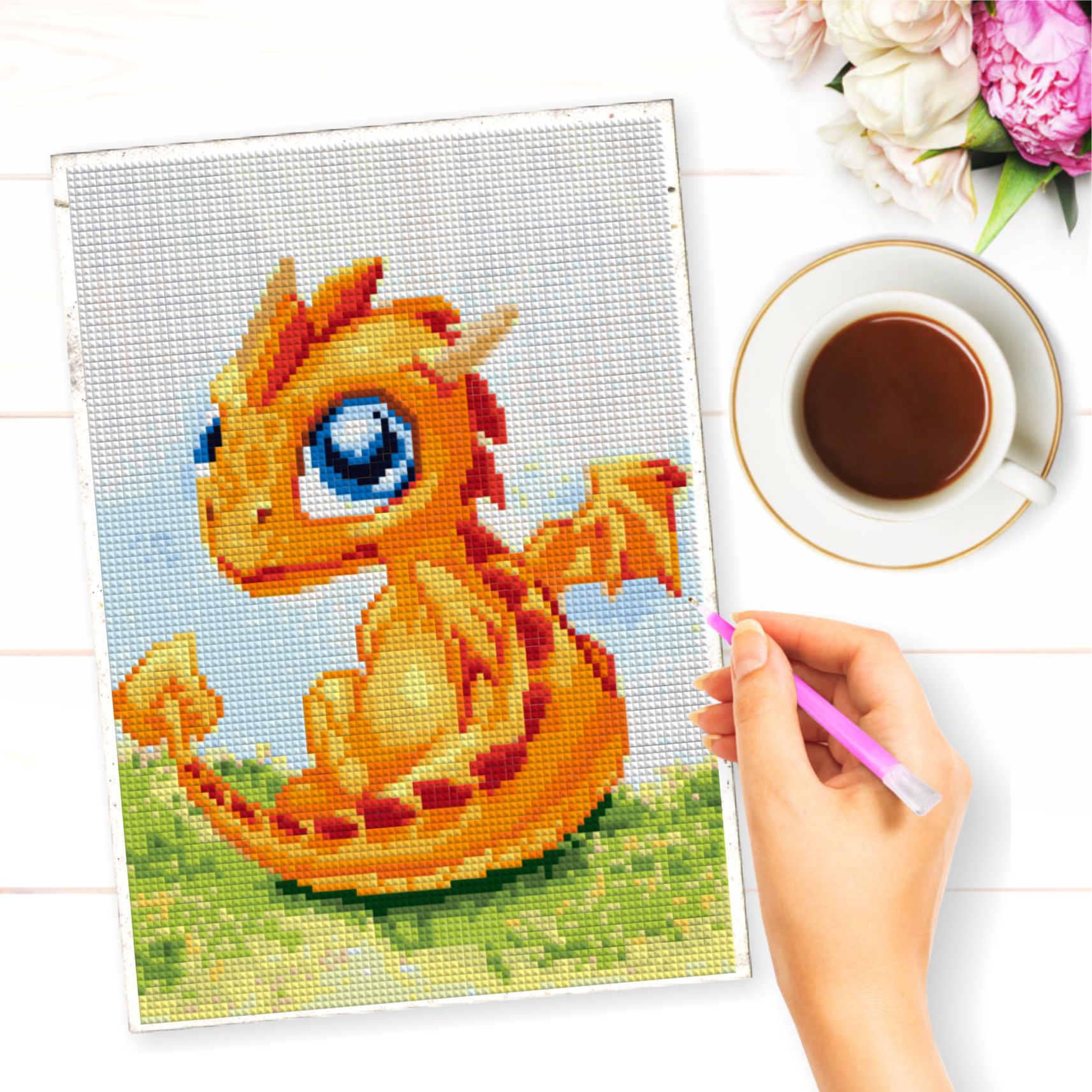 Алмазная мозаика Милато Желтый дракоша - фото 4