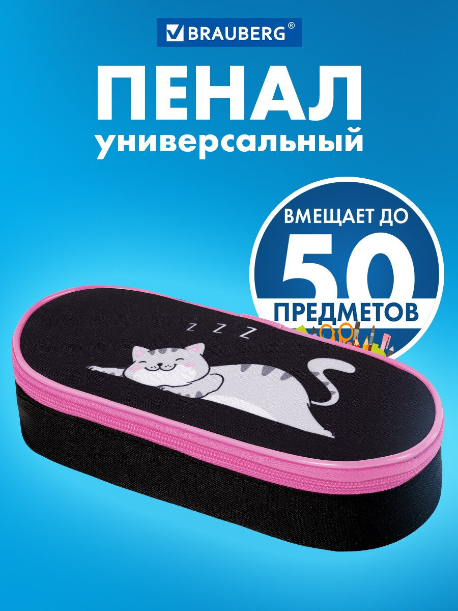 Пенал книжка Brauberg спящий котенок - фото 1