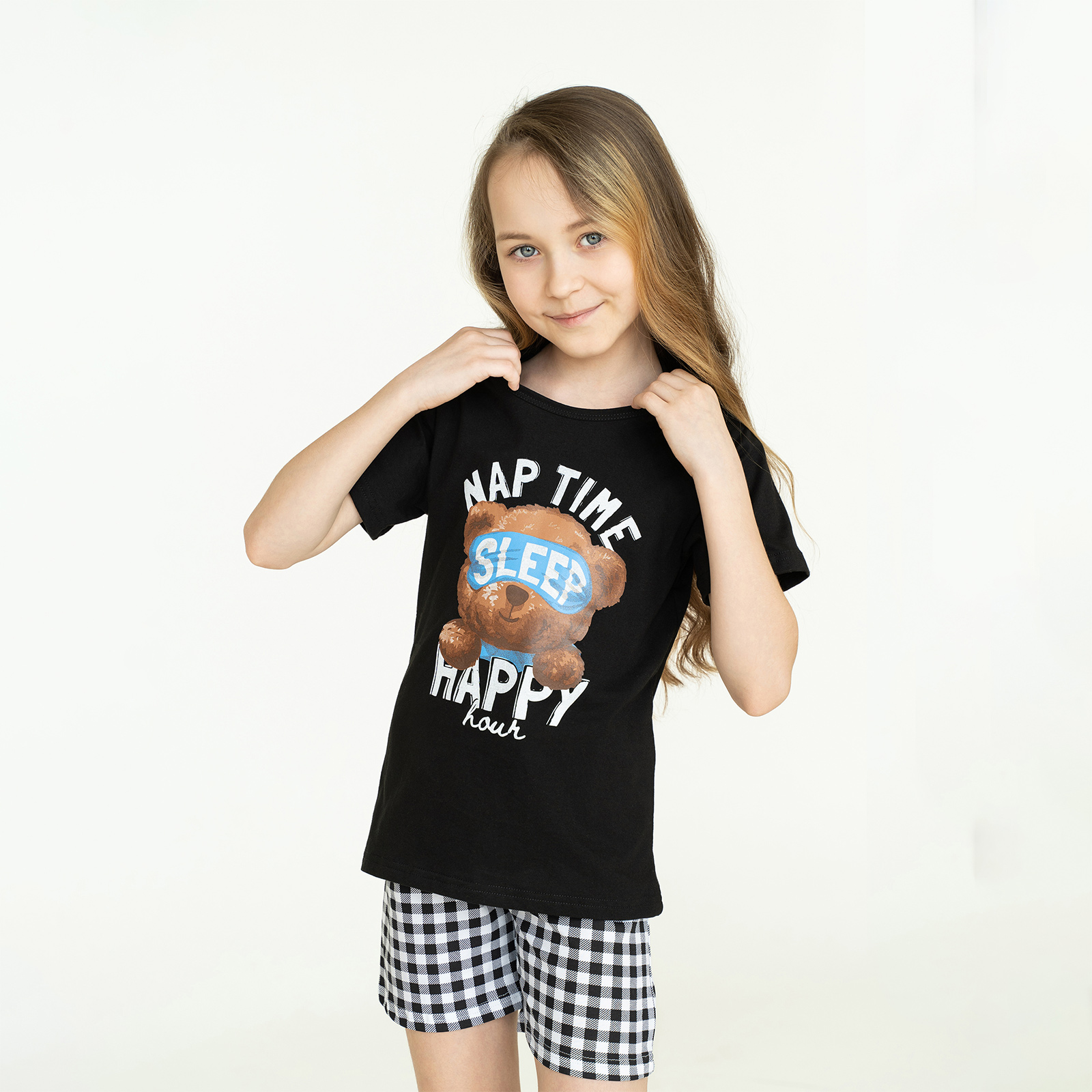 Пижама Утенок 826п черный клетка спящий мишка - фото 10