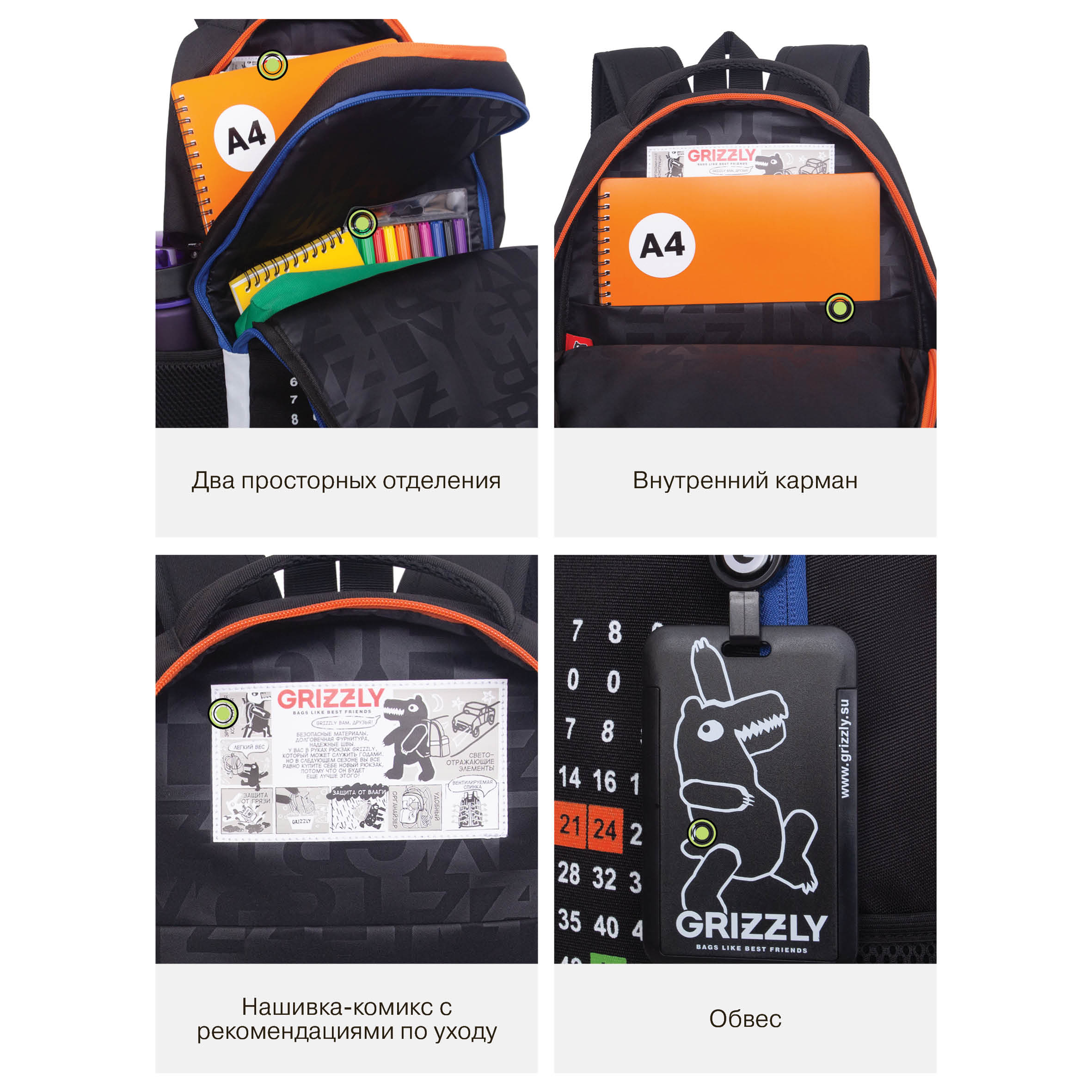 Рюкзак Grizzly Улыбка - фото 12