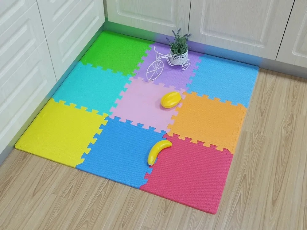 Коврик пазл детский WellMat игровой Радуга 30x30x1 см 9 шт. с окантовкой игровой развивающий для ползания - фото 3