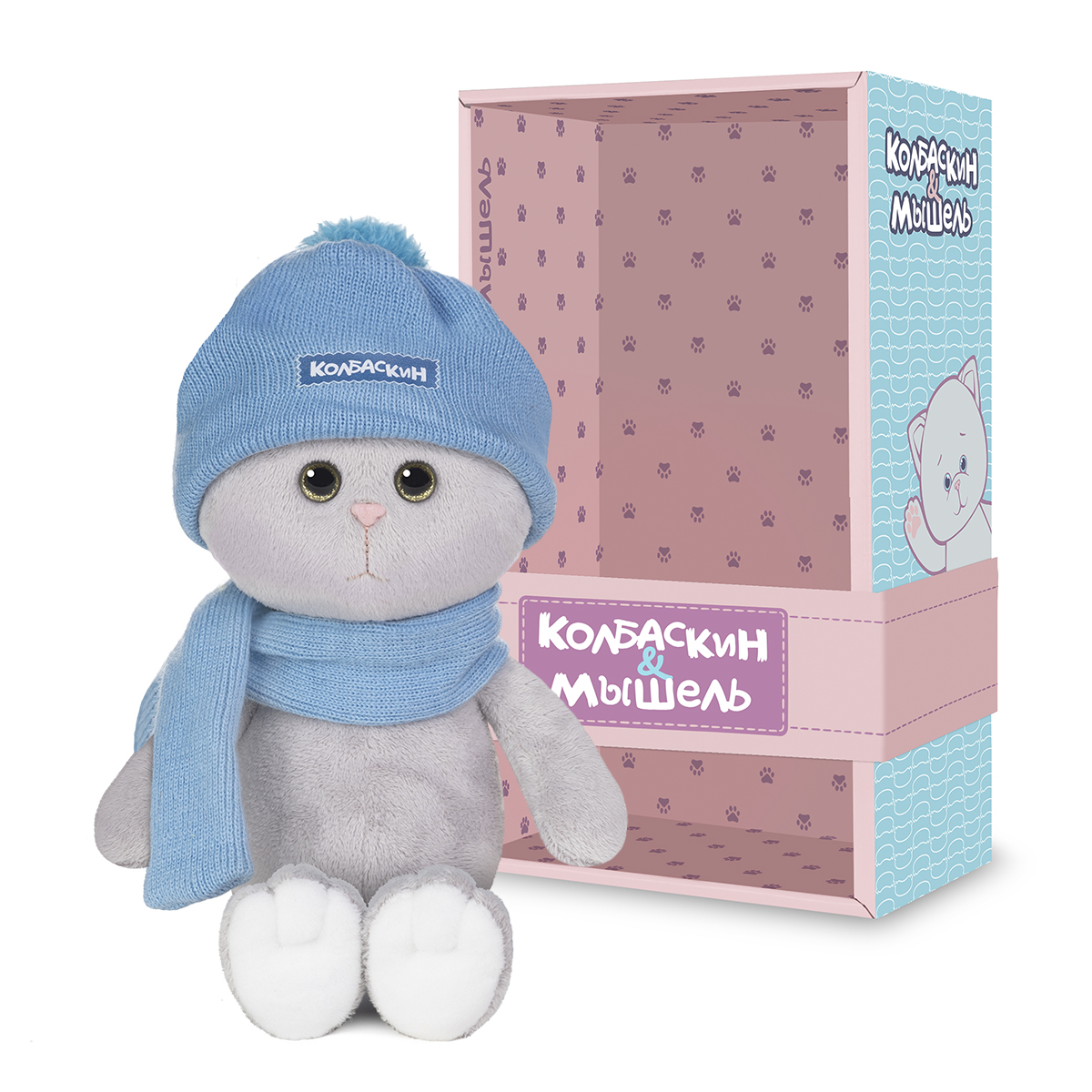 Игрушка мягкая Колбаскин и Мышель котик Колбаскин&Мышель 20 см - фото 1