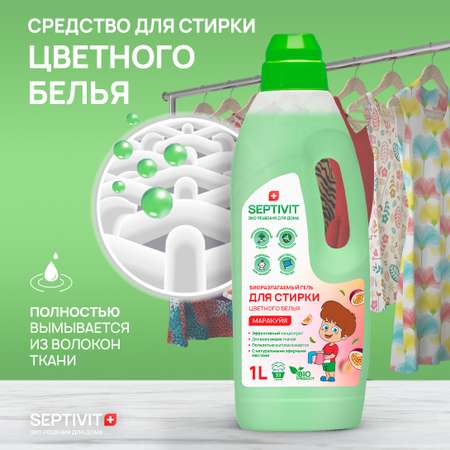 Гель для стирки SEPTIVIT Premium для цветных тканей с ароматом Маракуйя 1л