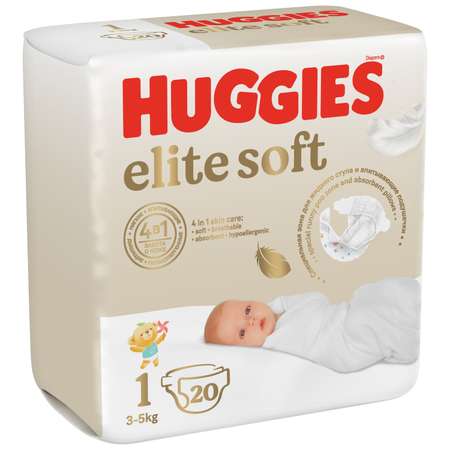 Подгузники Huggies Elite Soft для новорожденных 1 (3-5 кг) 20 шт.