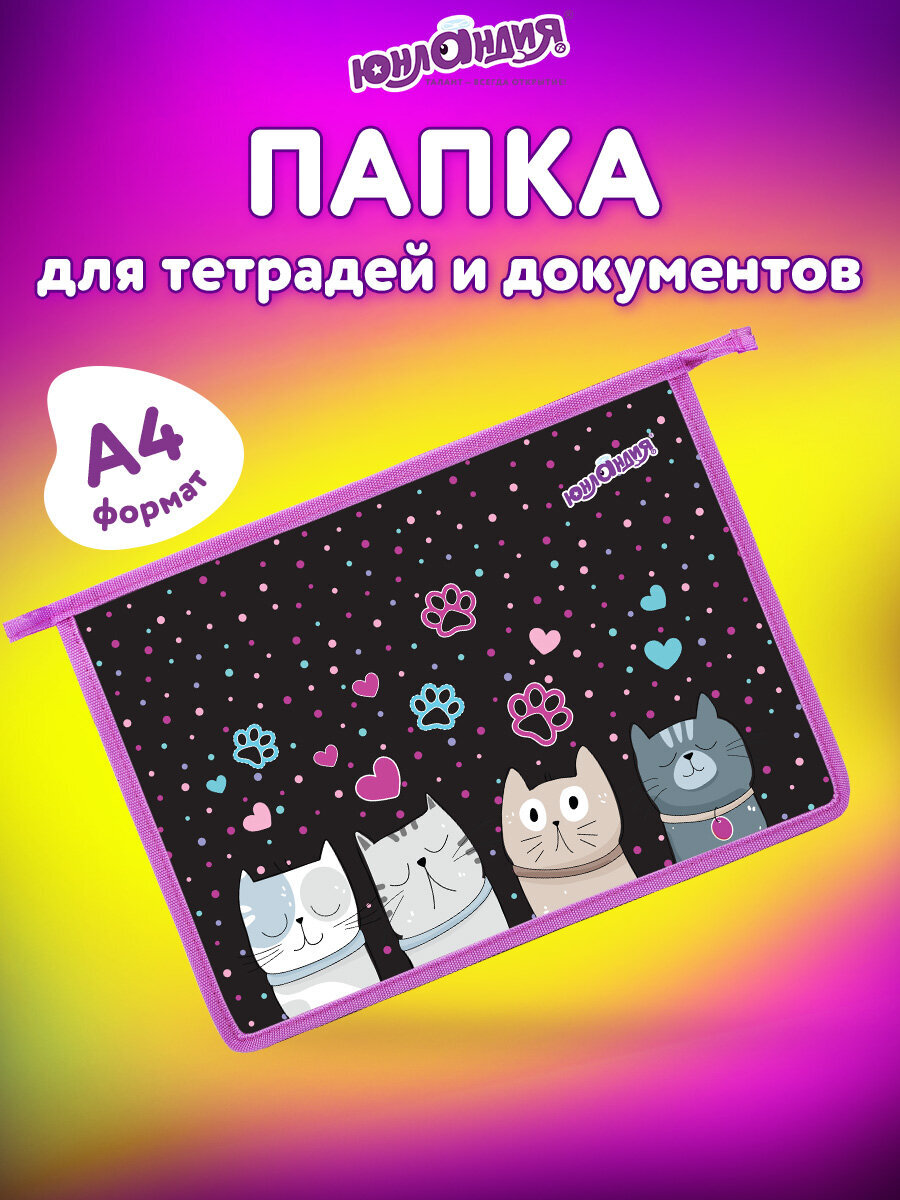 Изображение товара Папка для тетрадей ЮНЛАНДИЯ А4 серия WISE дизайн Cat squad для девочек Изображение товара Папка для тетрадей ЮНЛАНДИЯ А4 серия WISE дизайн Cat squad для девочек