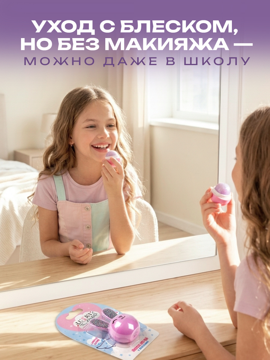 Бальзам для губ детский LUKKY увлажняющий с блестками - фото 7