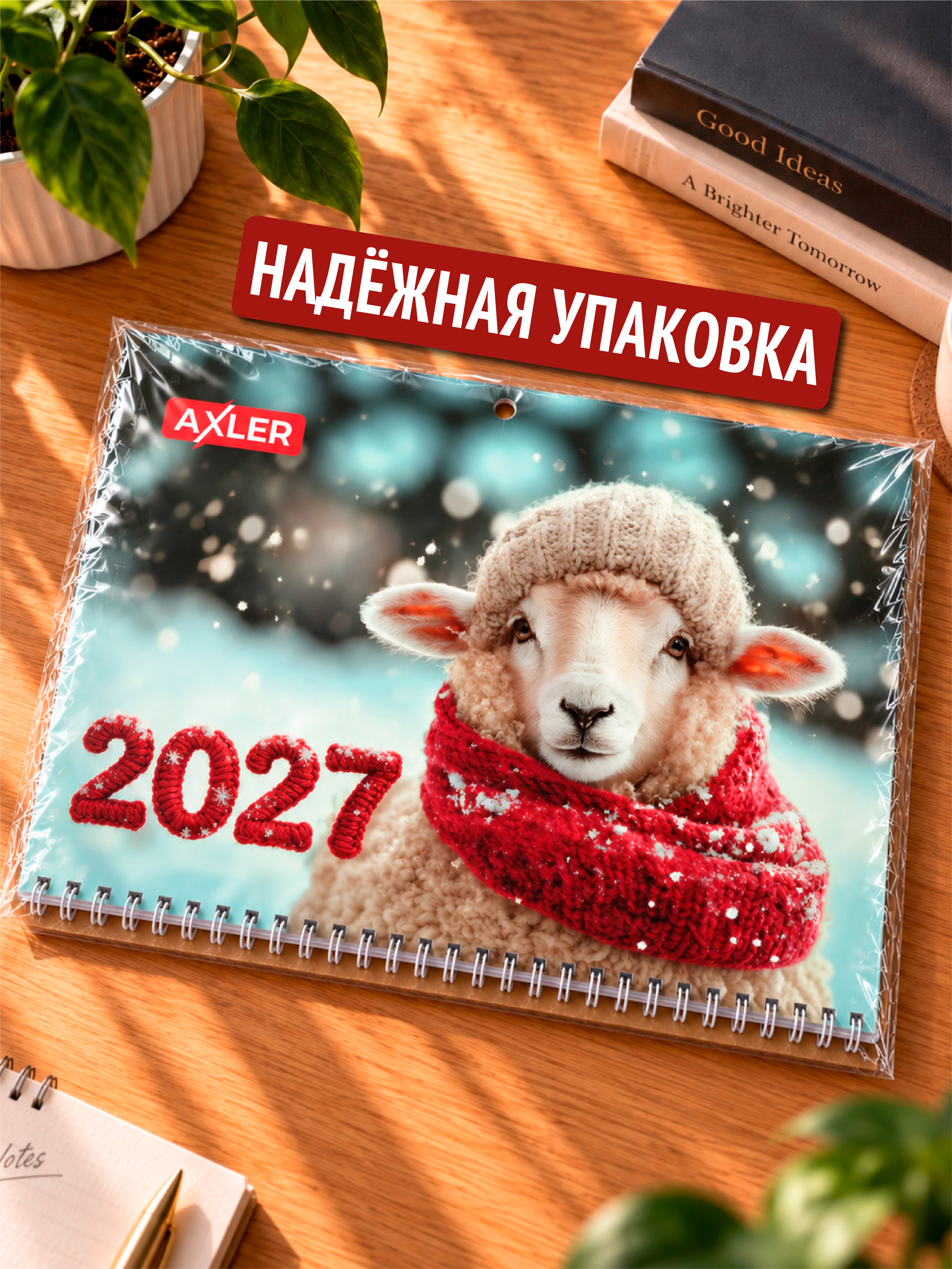 Календарь 2027 настенный трехблочный AXLER квартальный Милый барашка - фото 6