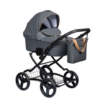 Коляска 2в1 JOVOLA Alpika Eco тёмно-серая кожа