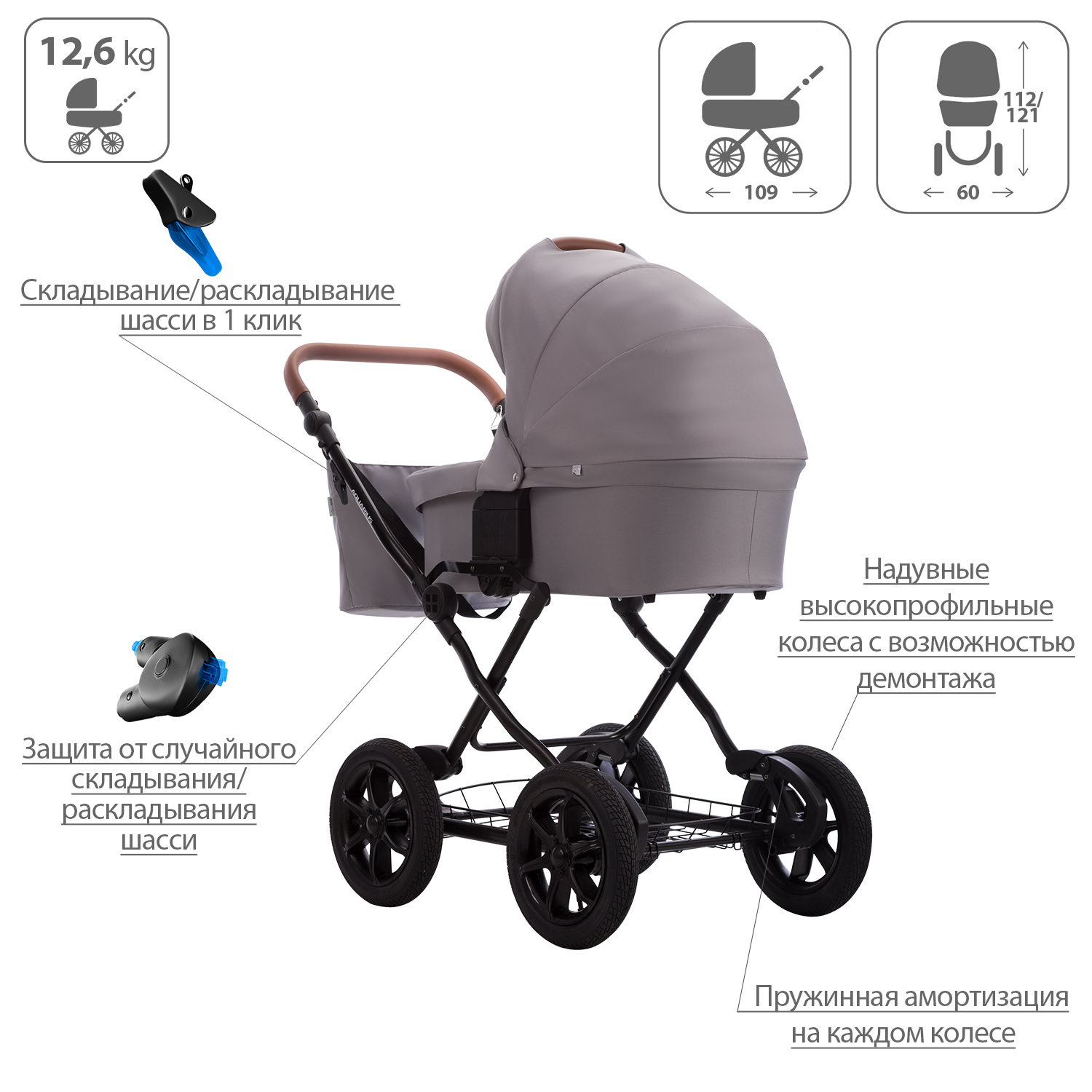 Коляска 2 в 1 Bebetto Aquarius - фото 4