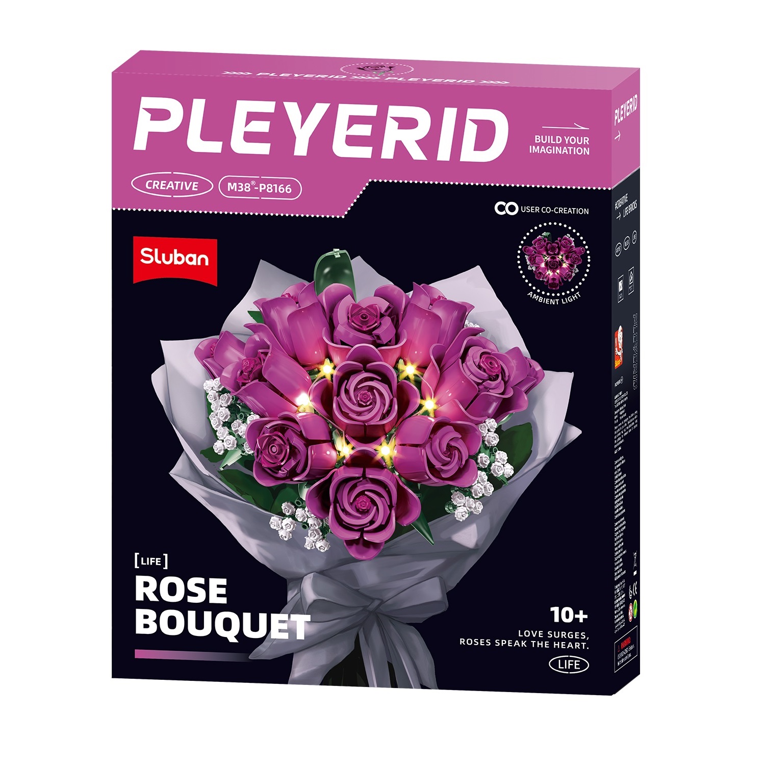 Конструктор SLUBAN Фиолетовые розы 654 дет. - фото 4
