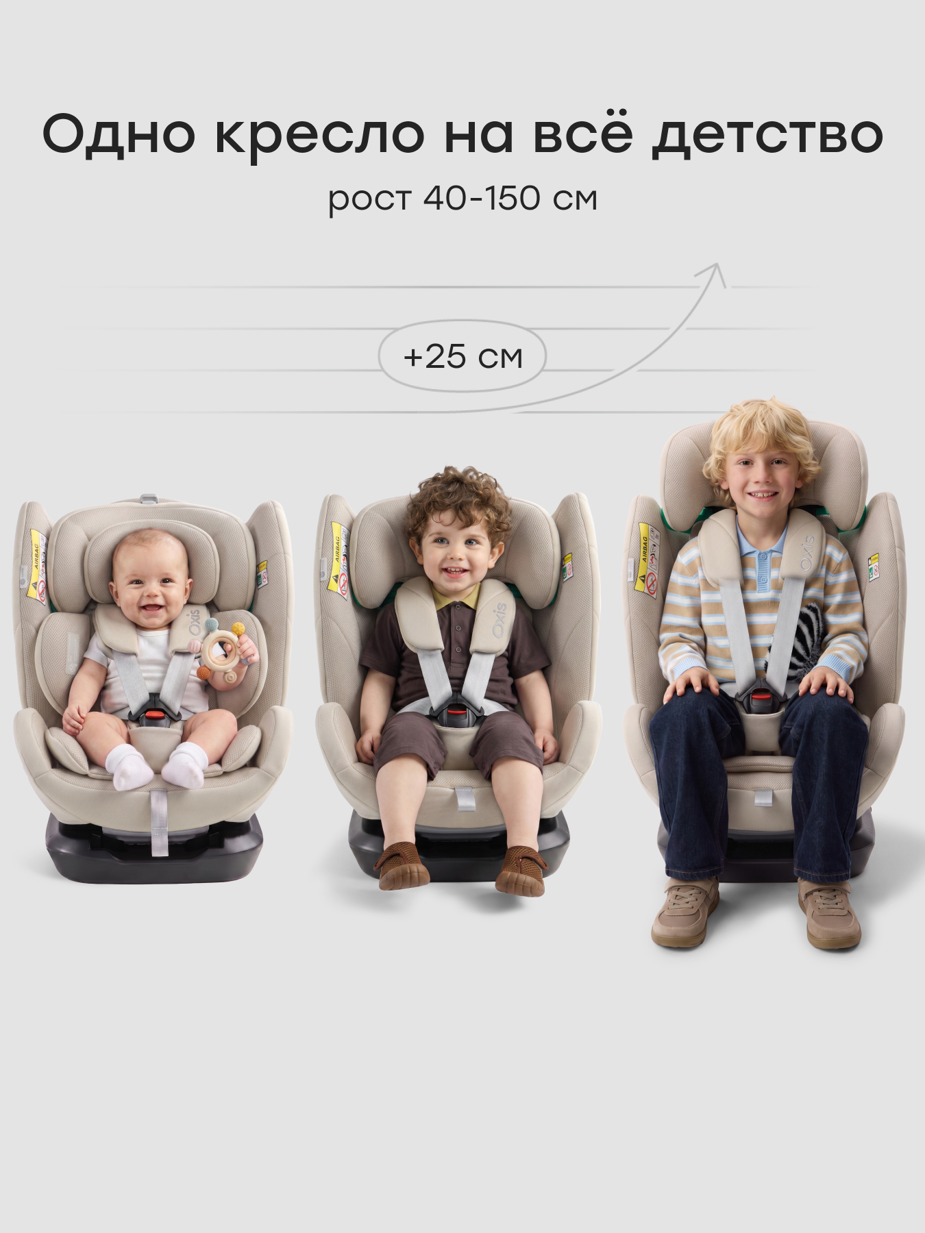 Автокресло Happy Baby Oxis 0+/1/2/3 (0-36 кг) бежевый - фото 4