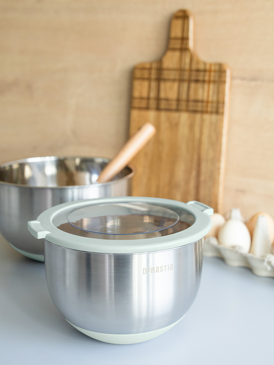 Миска DeNASTIA с прозрачной крышкой 1.5 л нерж.сталь ментол A000340 - фото 2