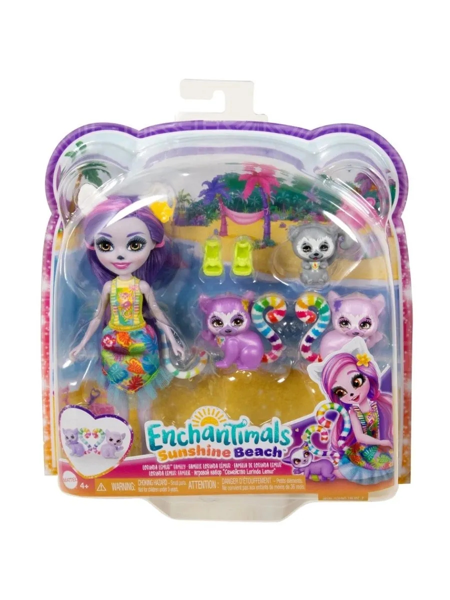 Кукла мини Enchantimals Лемур Лоринда с питомцами высота 15 см HRX86 - фото 4
