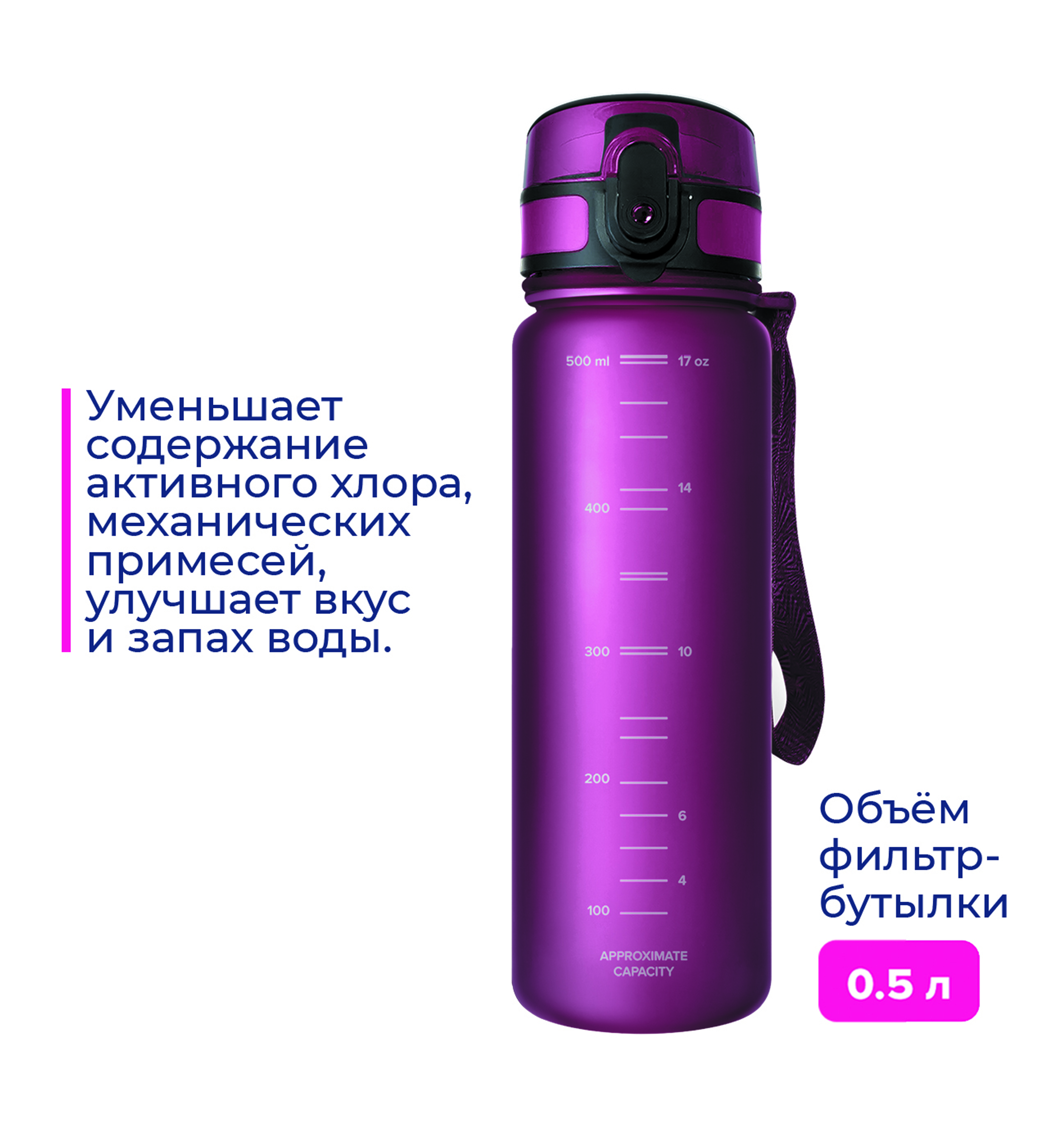 Бутылка-фильтр Аквафор 500 мл рубин - фото 3