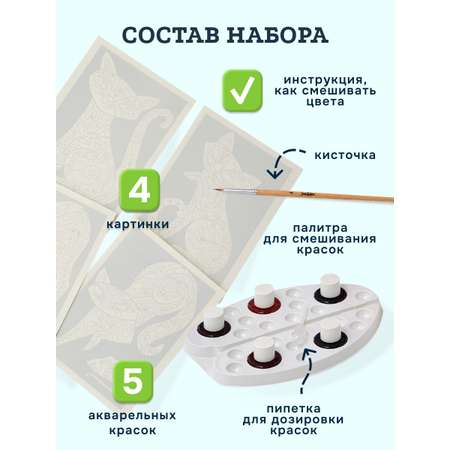 Набор для рисования SentoSphere Коты акварель