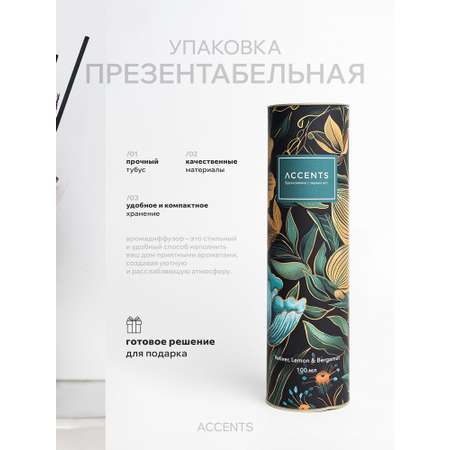 Диффузор с сухоцветами в Премиум тубусе Accents Vetiver, Lemon & Bergamot