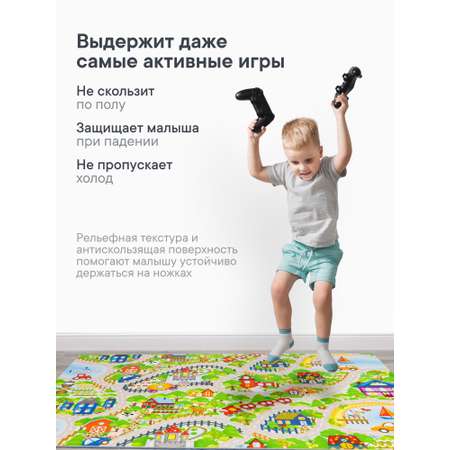 Коврик игровой для детей \"Познавайка\" 80х120 см с принтом (Ферма)