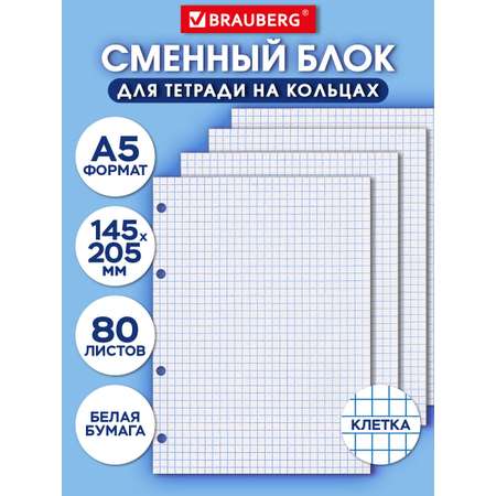Тетрадь со сменным блоком Brauberg клетка 80 лист.