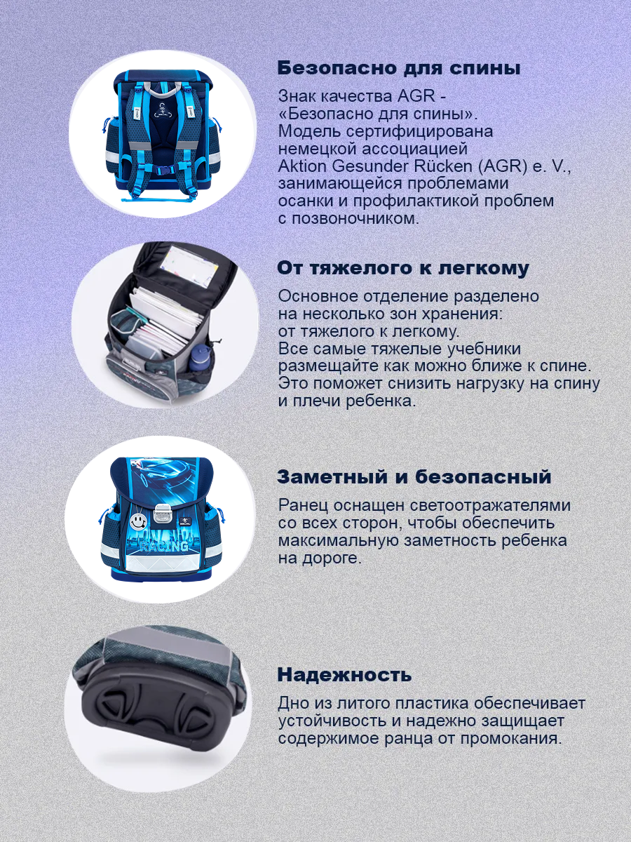 Ранец BELMIL Racing Blue Neon Set - фото 4