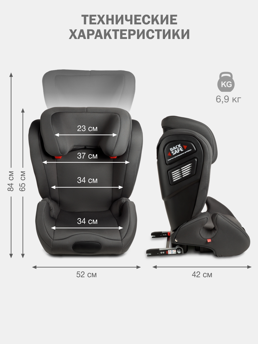 Автокресло SIGER Дельта Fix Isofix 2/3 (15-36 кг) серый - фото 8