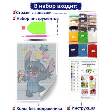 Алмазная мозаика Милато Стич с мороженным
