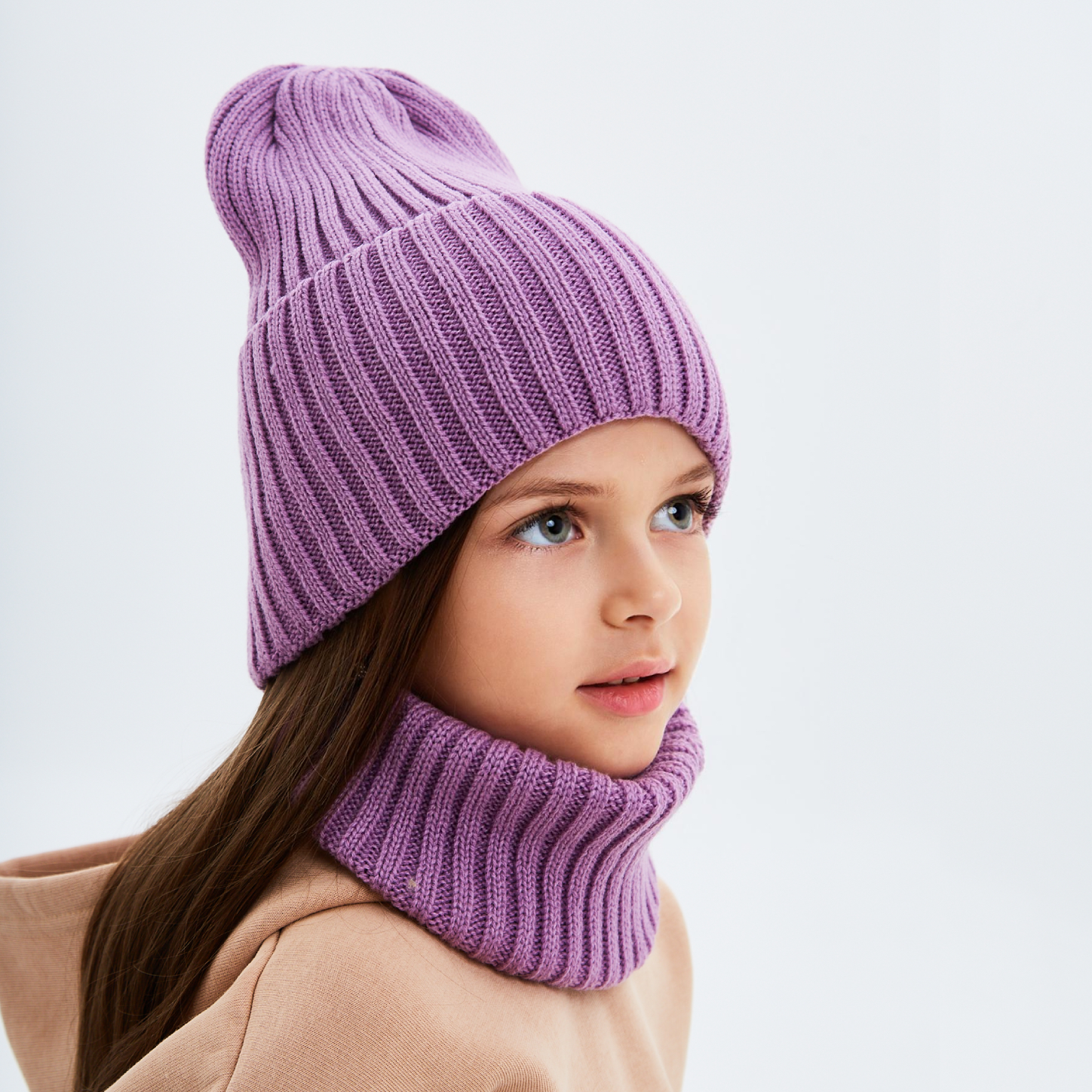 Шапка и снуд KUBRIO NYC-H-35-pumpk-lilac - фото 8