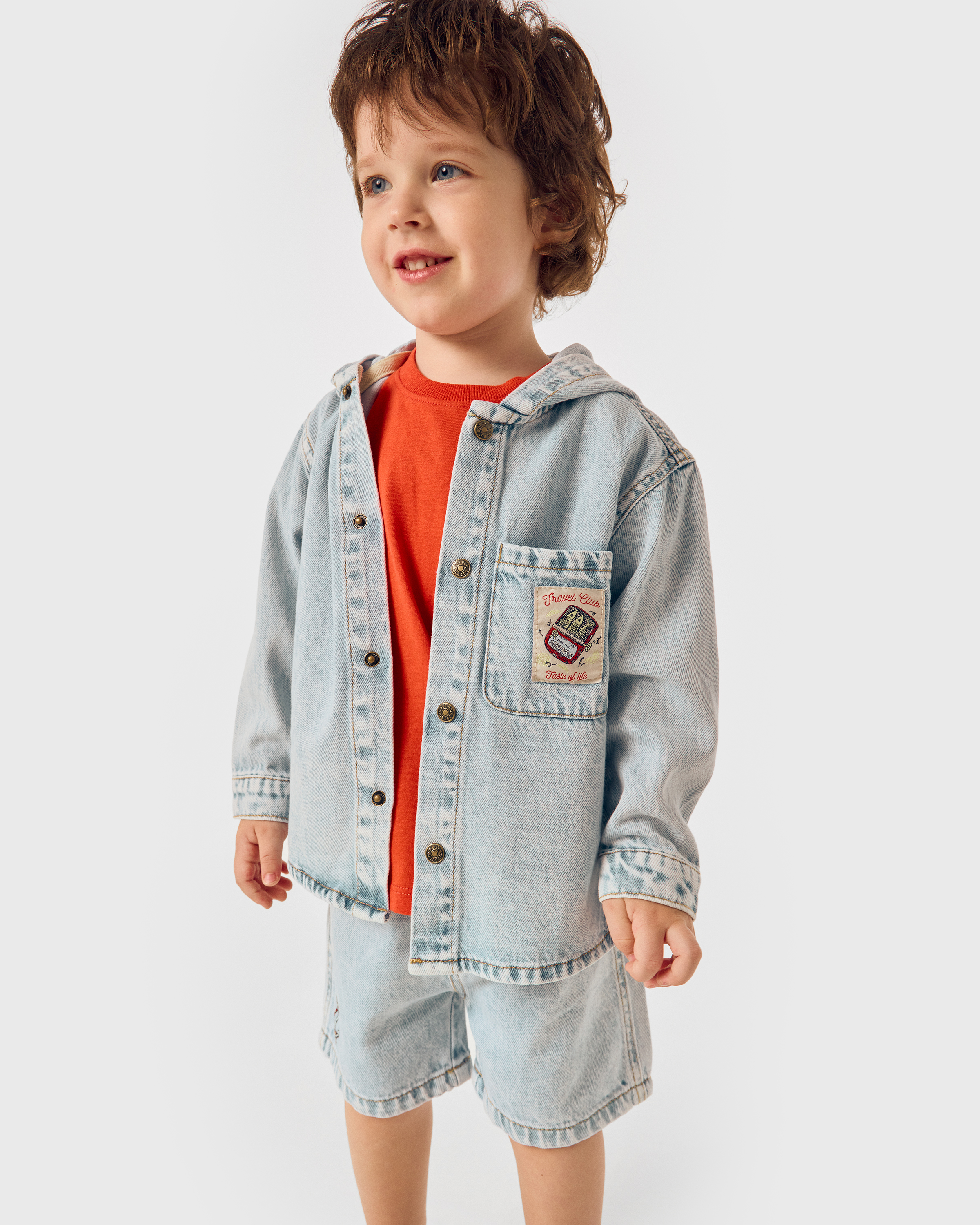 Изображение товара BabyGo Trend джинсовая рубашка для мальчика 98 см - с капюшоном