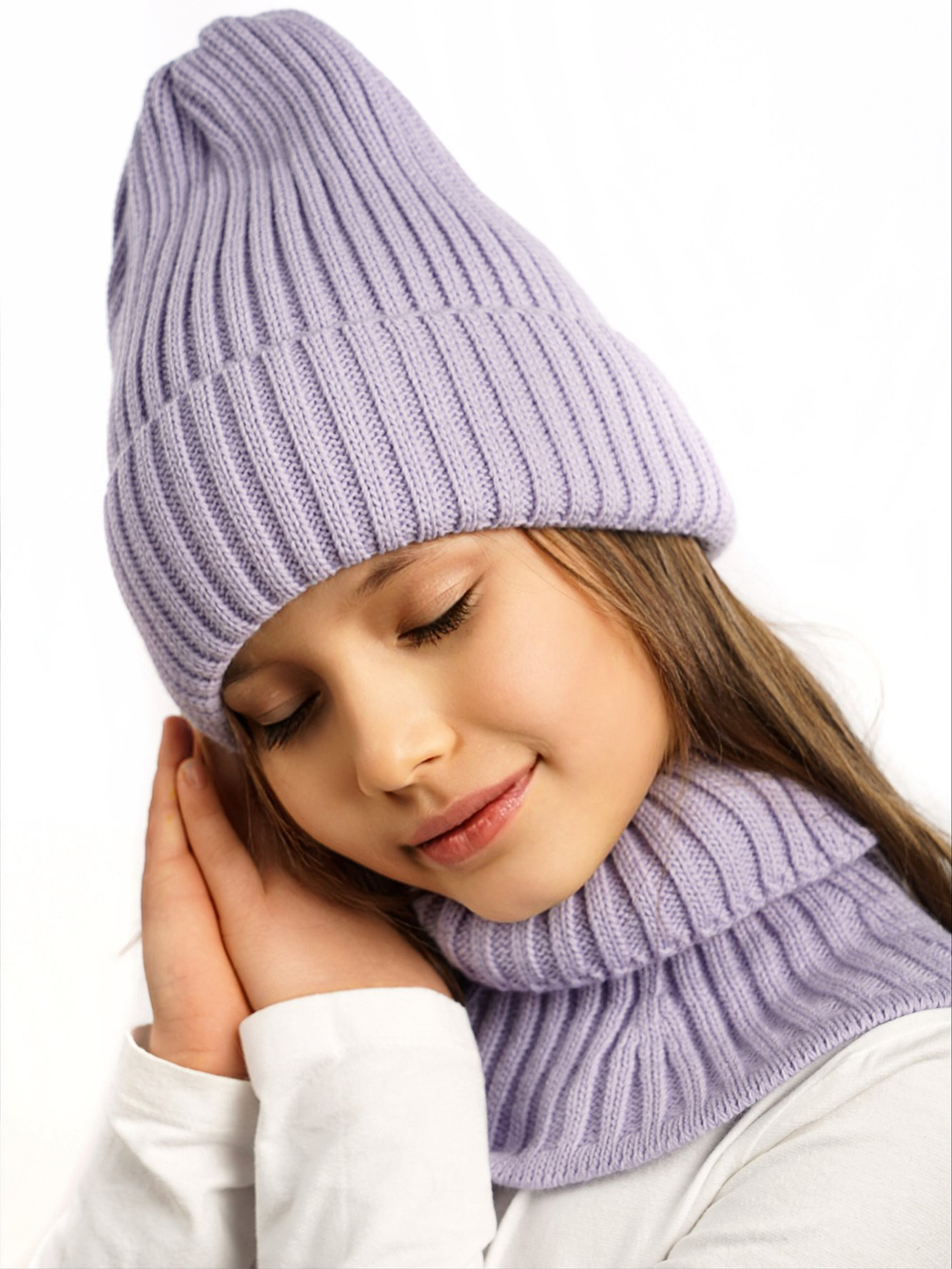 Шапка и снуд ПриКиндер U-W_233979 Цвет: Сиреневый - фото 10