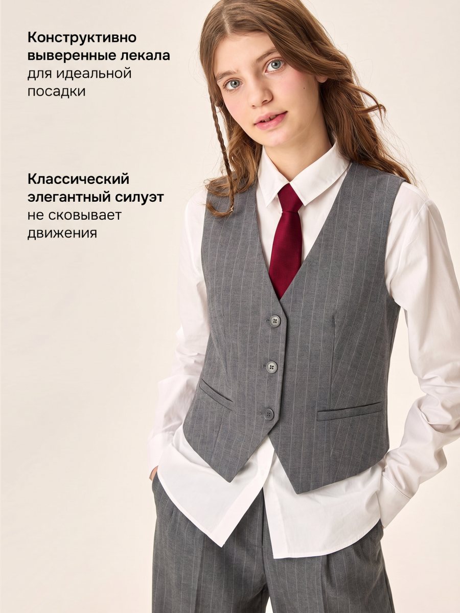 Жилет NIKASTYLE 9ш72026 серая полоска - фото 4