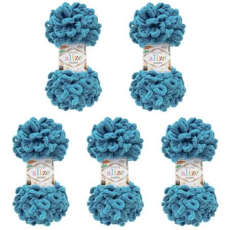 Пряжа для вязания Alize puffy 100 г 9 м микрополиэстер фантазийная плюшевая 294 петроль 5 мотков