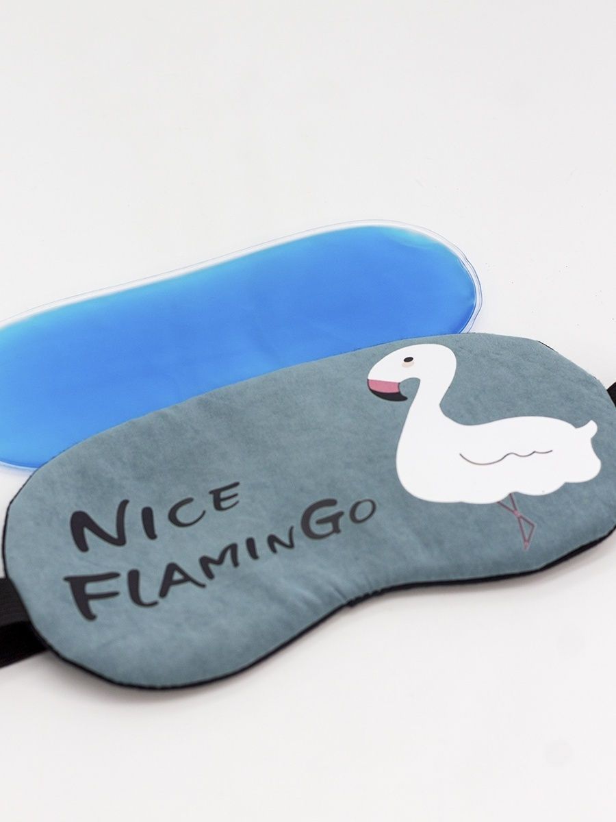 Маска для сна iLikeGift Nice flamingo серый Гелевый вкладыш - фото 4