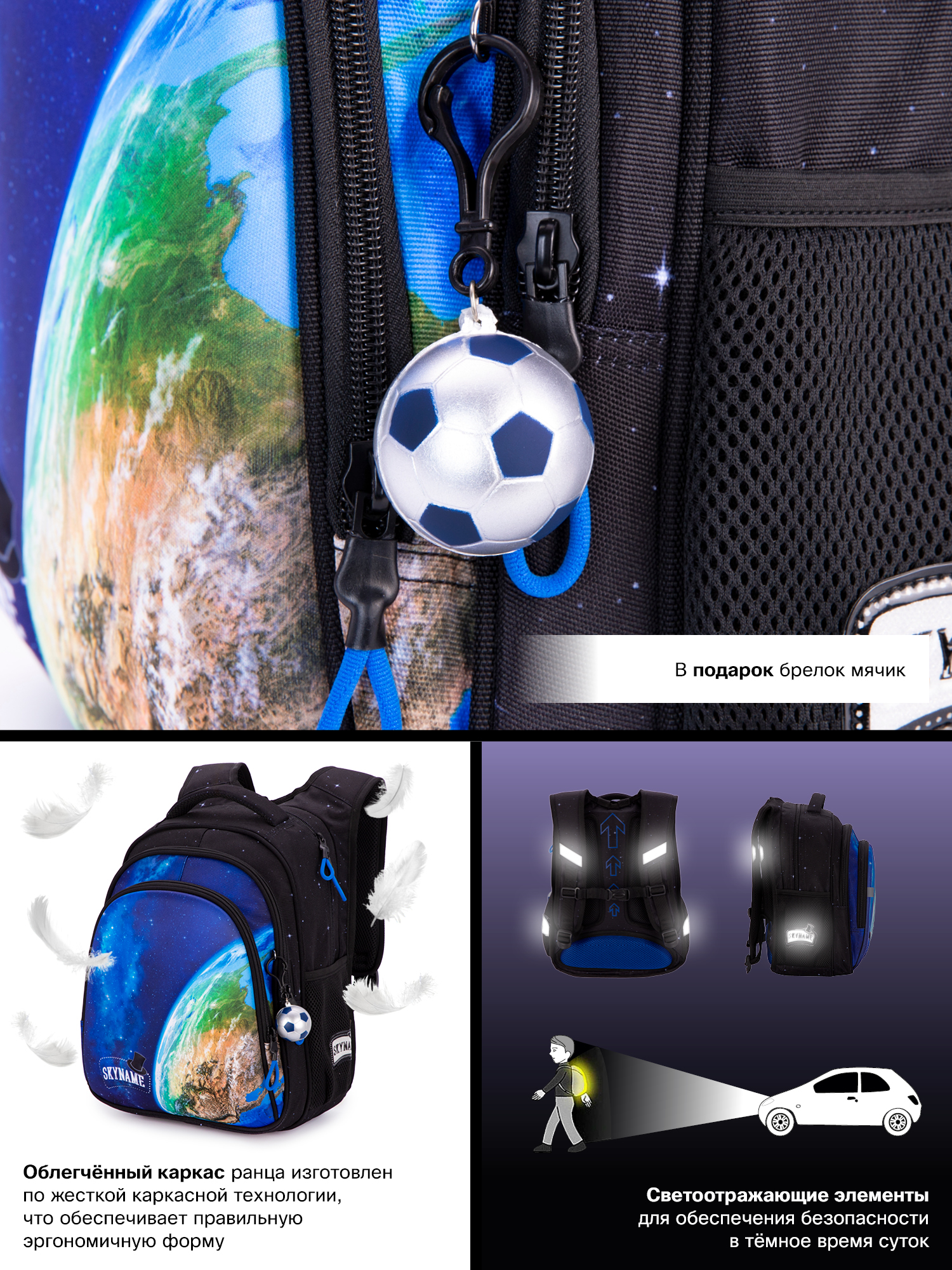 Рюкзак SkyName 17л анатомическая спинка+мячик - фото 13