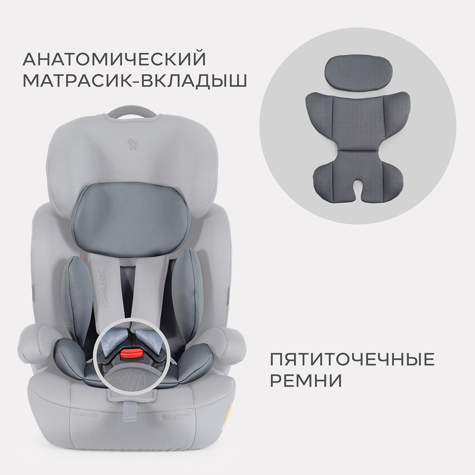 Автокресло Rant Basic Spark next 1/2/3 (9-36 кг) серый - фото 3