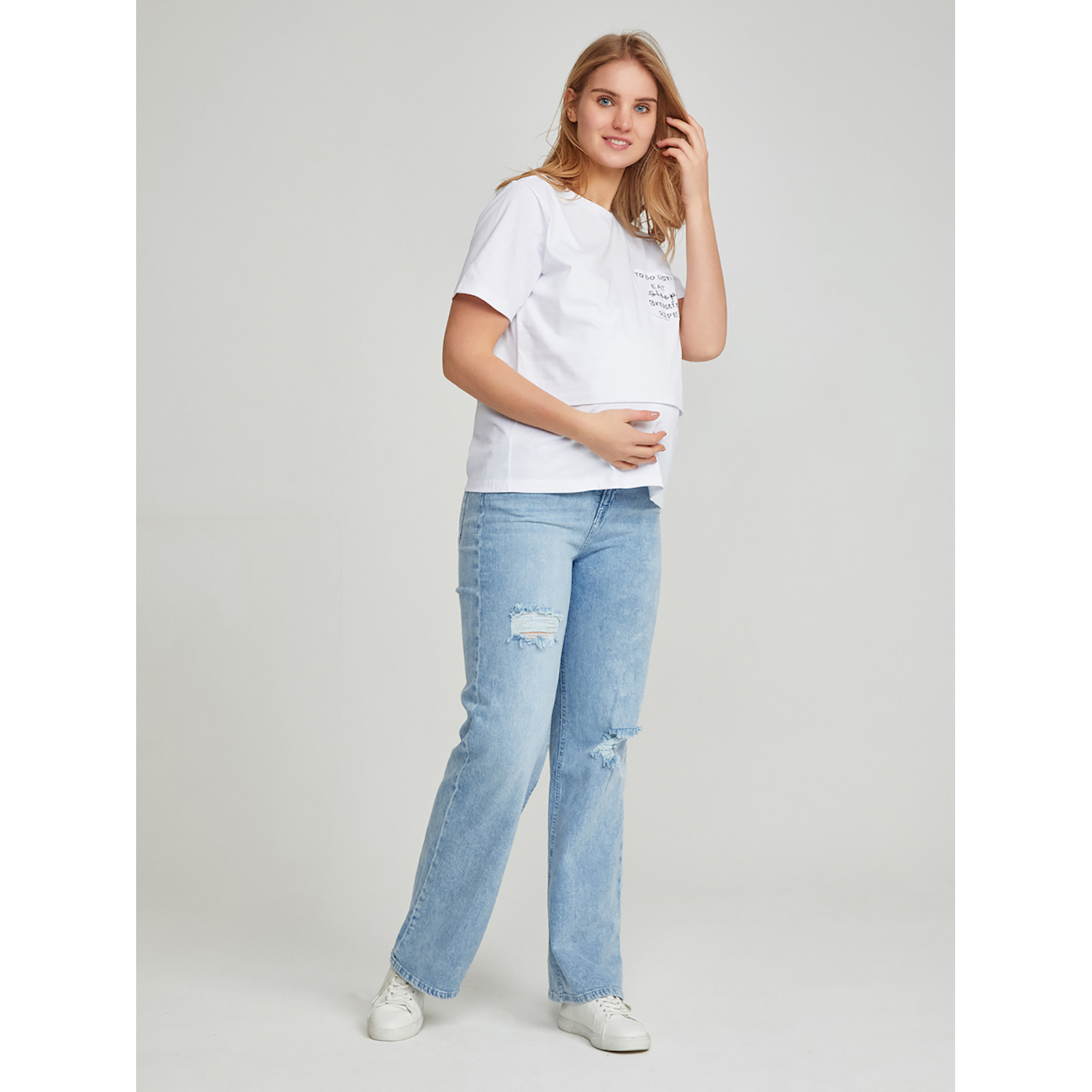 Футболка для кормящих Proud Mom ФТДЛ-0300-белый+белый - фото 3
