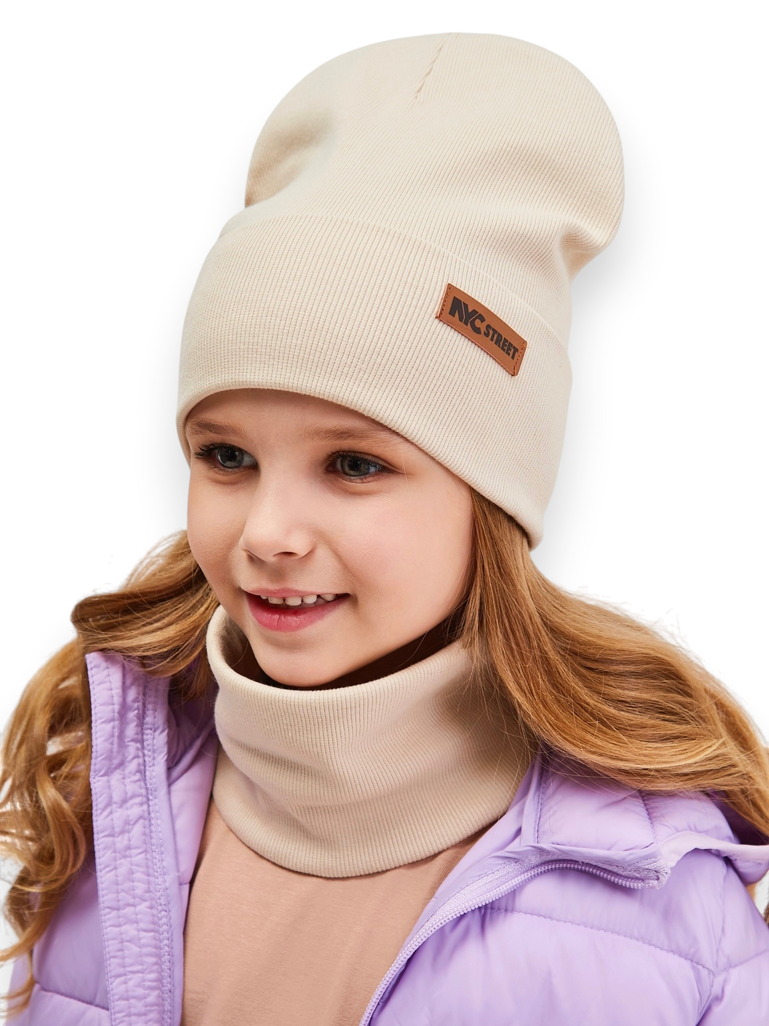 Шапка и снуд NYCkids NYC-H-70-KashOtvG-beige - фото 1