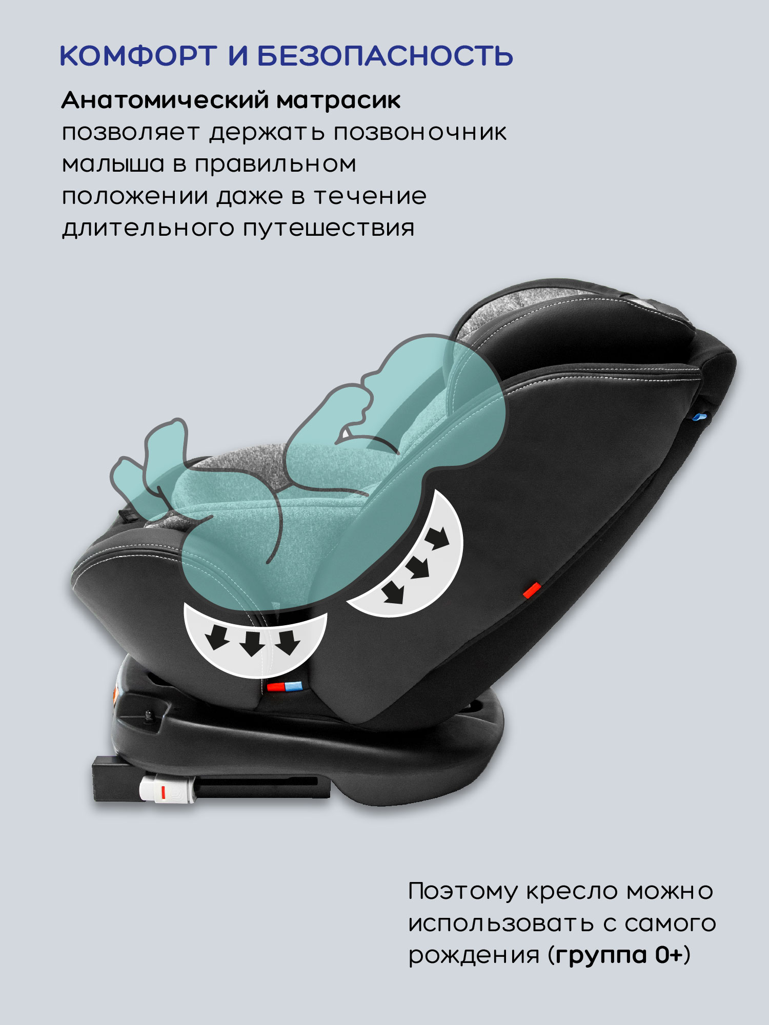 Автокресло Amarobaby ST-3 Isofix 0+/1/2/3 (0-36 кг) серый - фото 12