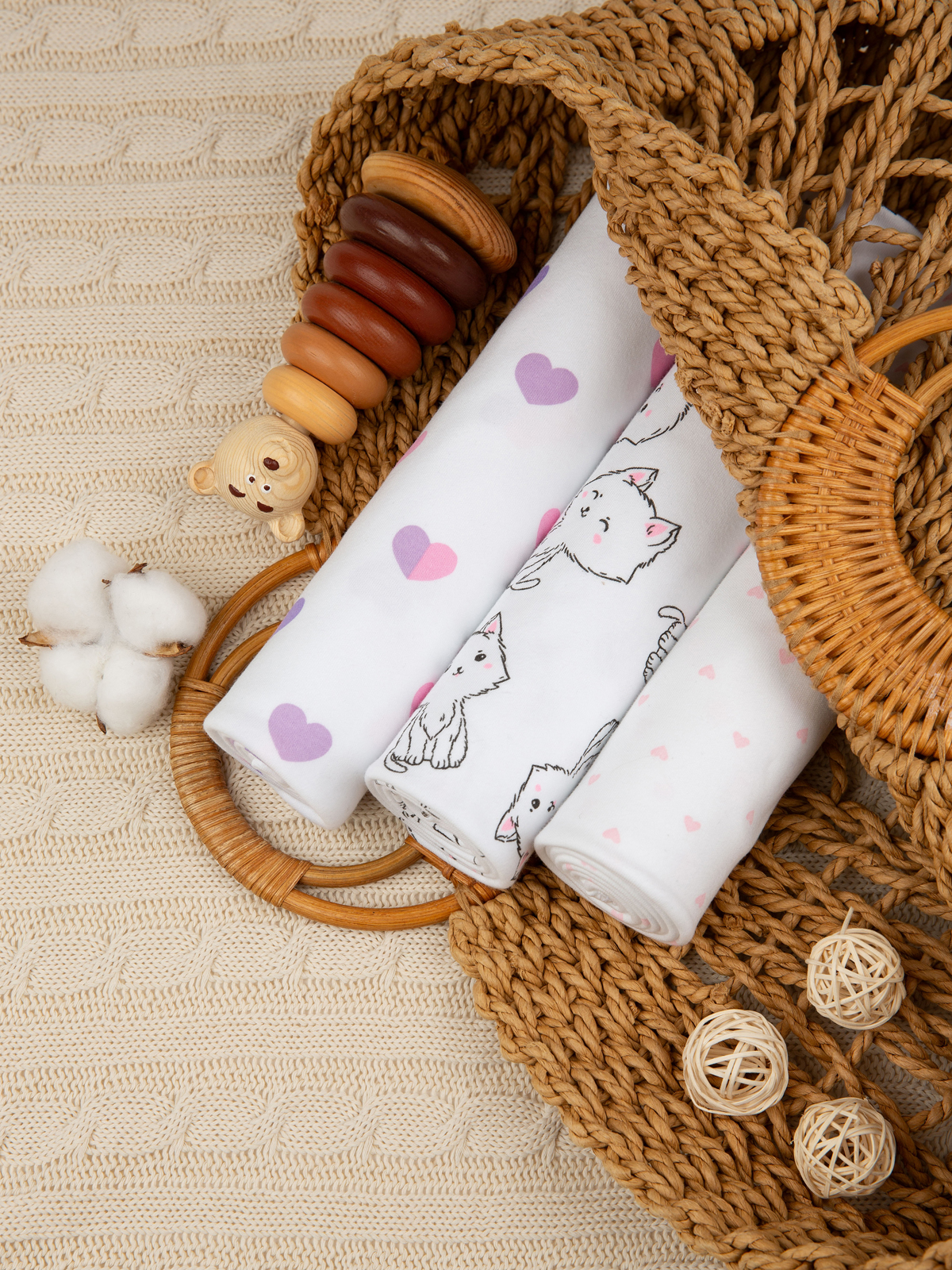 Пелёнка inlovery трикотаж 85х100 см 3 шт. - фото 3