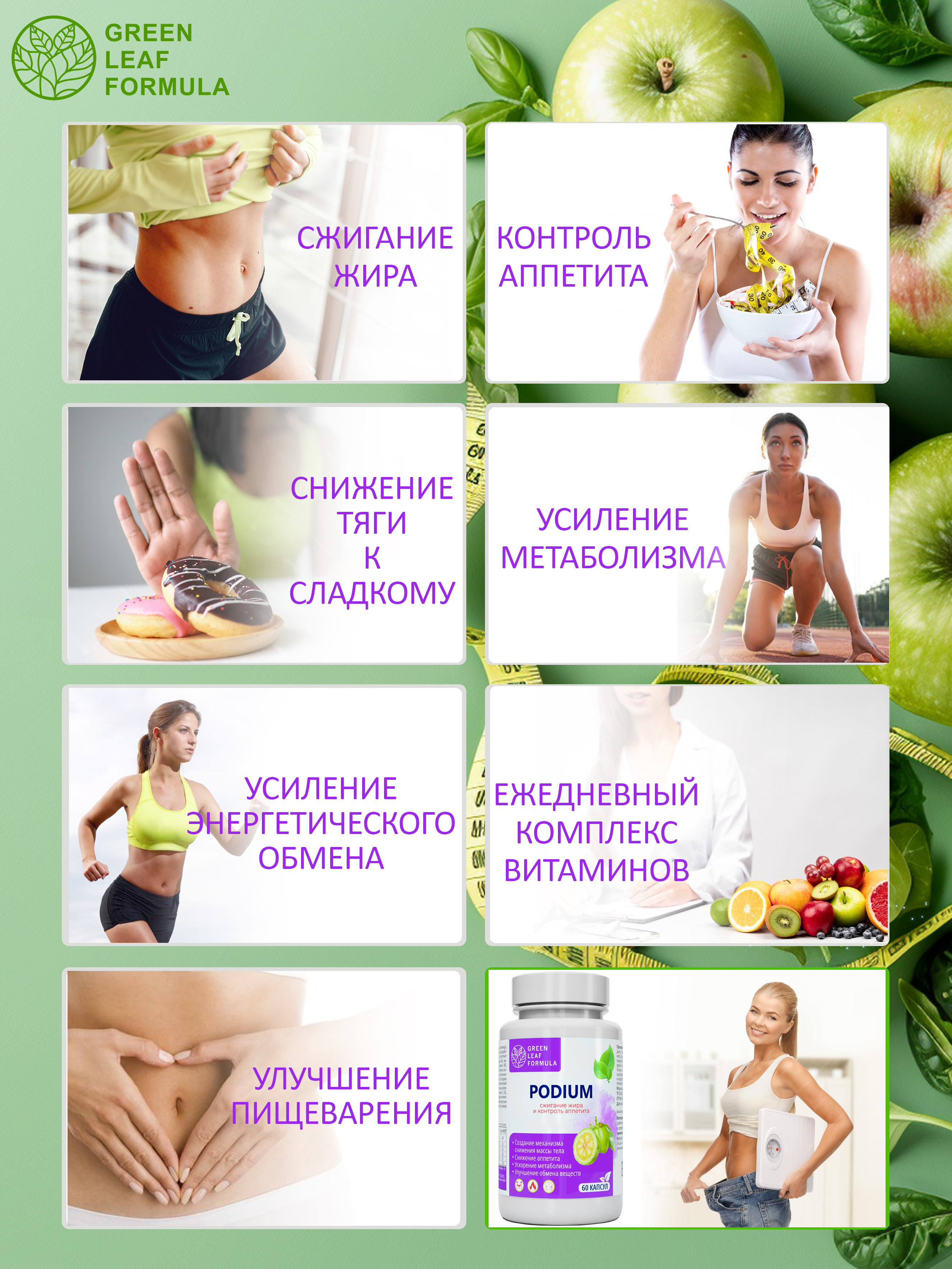 Таблетки для похудения Green Leaf Formula жиросжигатель для похудения для женщин и мужчин блокатор аппетита - фото 7